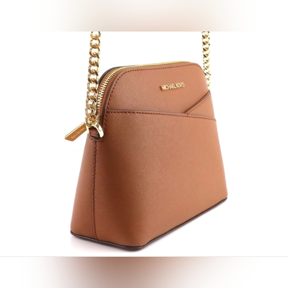 Michael Kors Jet Set Travel Medium Leather X Cross Dome Crossbody Handbag - Picture 5 of 9